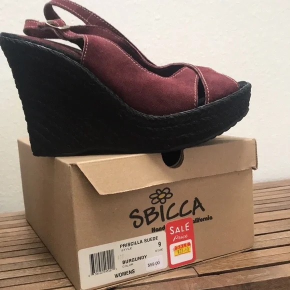 Womens Size 9 Sbicca Priscilla Suede Wedge Sandals - Picture 9 of 9